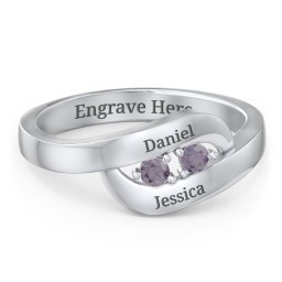 Swirl Double Birthstone Ring in 925 Sterling Silver with Alexandrite