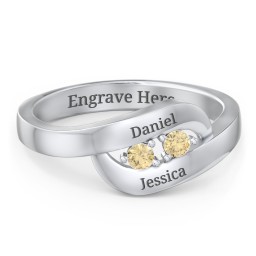 Swirl Double Birthstone Ring in 925 Sterling Silver with Citrine