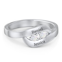Swirl Double Birthstone Ring in 925 Sterling Silver with Opal