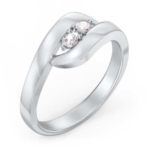 Swirl Double Birthstone Ring – Sterling Silver with Cubic Zirconia