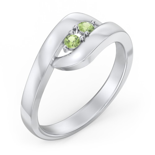 Swirl Double Birthstone Ring – Sterling Silver with Peridot