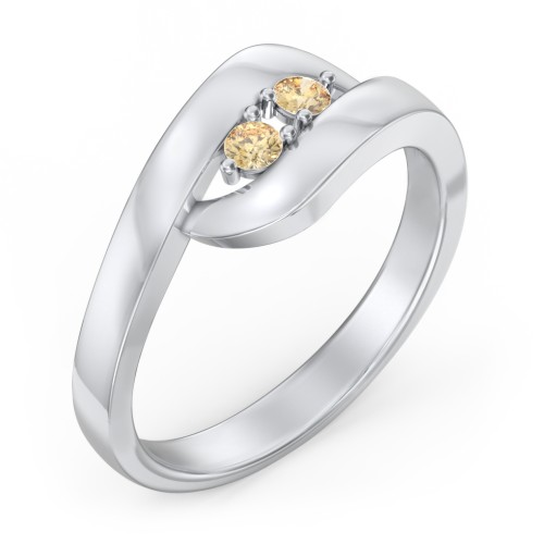 Swirl Double Birthstone Ring – Sterling Silver with Citrine