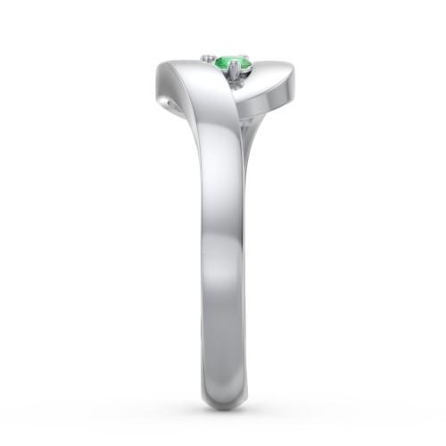 Swirl Double Birthstone Ring – Sterling Silver with Emerald and Ruby