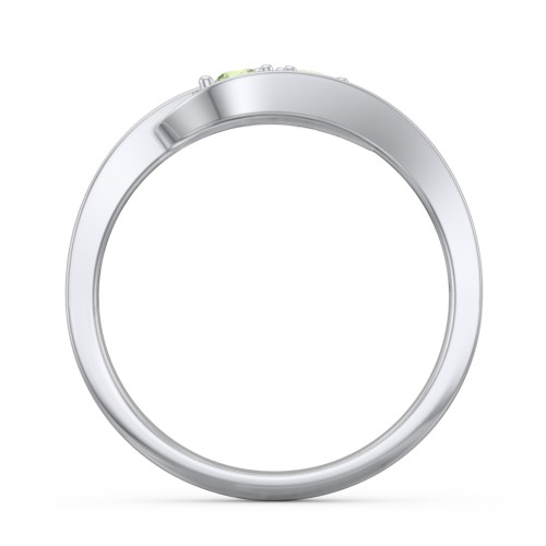 Swirl Double Birthstone Ring – Sterling Silver with Peridot