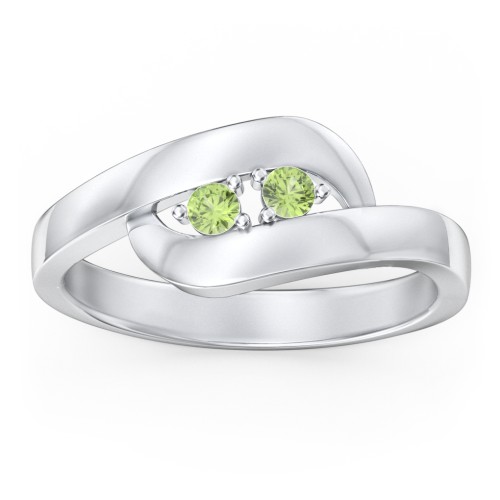 Swirl Double Birthstone Ring – Sterling Silver with Peridot