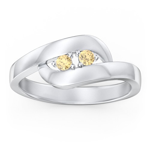 Swirl Double Birthstone Ring – Sterling Silver with Citrine