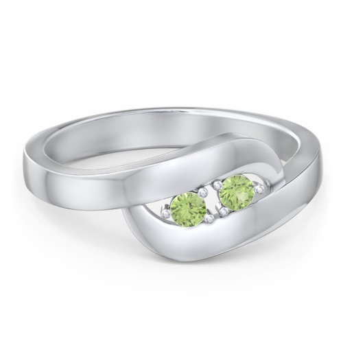 Swirl Double Birthstone Ring – Sterling Silver with Peridot