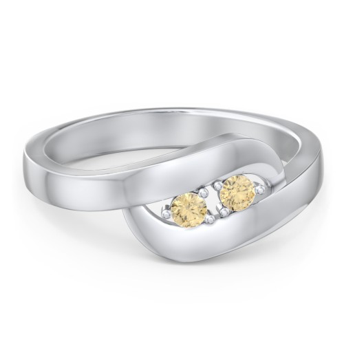 Swirl Double Birthstone Ring – Sterling Silver with Citrine
