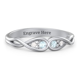 Double Infinity Birthstone Ring with Accents in 925 Sterling Silver with Blue Topaz and White Premium Zirconia