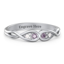 Double Infinity Birthstone Ring with Accents in 925 Sterling Silver with Alexandrite and Diamond