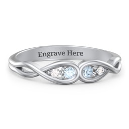 Double Infinity Birthstone Ring with Accents in 925 Sterling Silver with Blue Topaz and Diamond