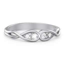 Double Infinity Birthstone Ring with Accents in 925 Sterling Silver with Diamond