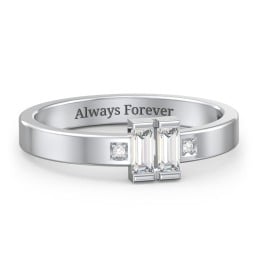 Baguette Birthstone Ring with Accents