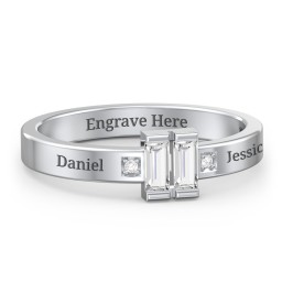 Baguette Birthstone Ring with Accents