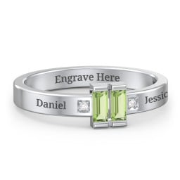 Baguette Birthstone Ring with Accents