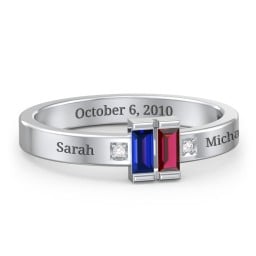 Baguette Birthstone Ring with Accents