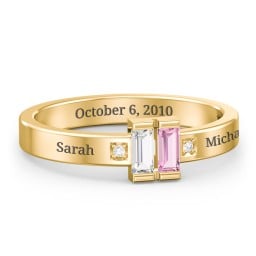 Baguette Birthstone Ring with Accents
