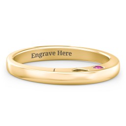 Peekaboo Birthstone Ring with Heart Cut Out in 18K Gold Plated Silver with Ruby