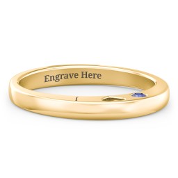 Peekaboo Birthstone Ring with Heart Cut Out in 18K Gold Plated Silver with Blue Sapphire