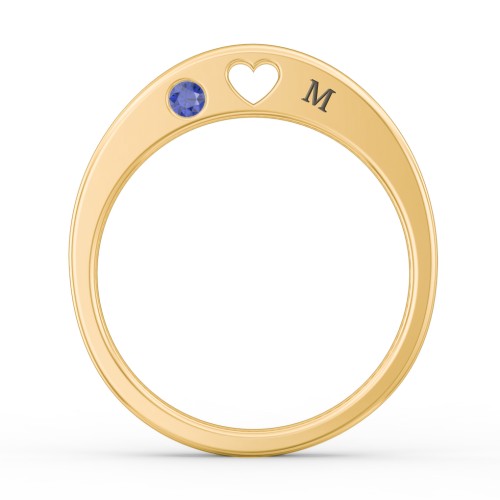 Peekaboo Birthstone Ring with Heart Cut Out – 18K Gold Plated Silver with Blue Sapphire