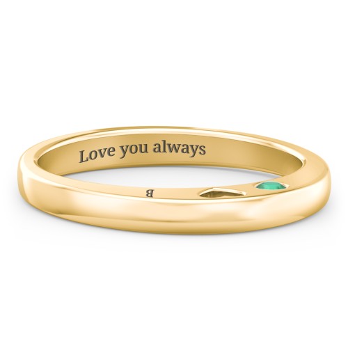 Peekaboo Birthstone Ring with Heart Cut Out – 18K Gold Plated Silver with Emerald