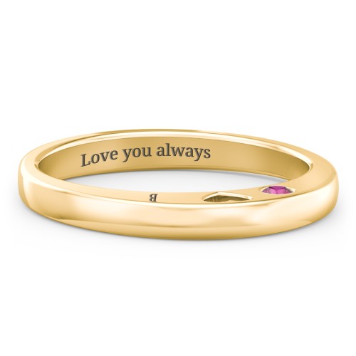 Peekaboo Birthstone Ring with Heart Cut Out – 18K Gold Plated Silver with Ruby