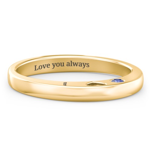 Peekaboo Birthstone Ring with Heart Cut Out – 18K Gold Plated Silver with Blue Sapphire