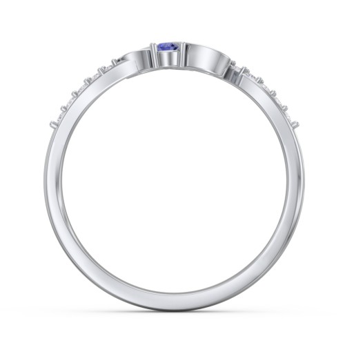Infinity Heart Ring with Accents – 10K White Gold with Blue Sapphire, Ruby, and White Premium Zirconia