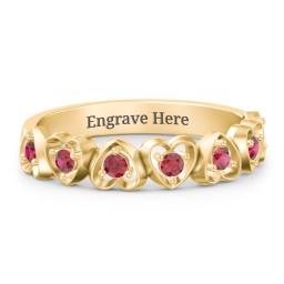 Multi-Heart Ring with Birthstones