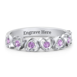 Multi-Heart Ring with Birthstones