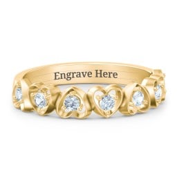 Multi-Heart Ring with Birthstones