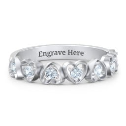 Multi-Heart Ring with Birthstones