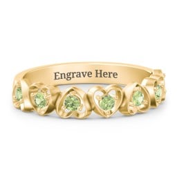 Multi-Heart Ring with Birthstones