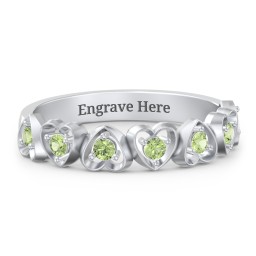 Multi-Heart Ring with Birthstones