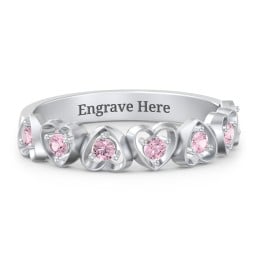 Multi-Heart Ring with Birthstones