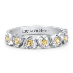 Multi-Heart Ring with Birthstones