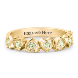 Multi-Heart Ring with Birthstones