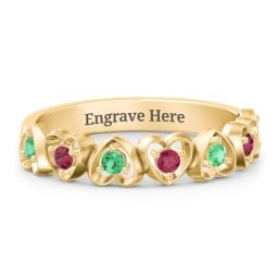 Multi-Heart Ring with Birthstones