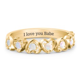 Multi-Heart Ring with Birthstones