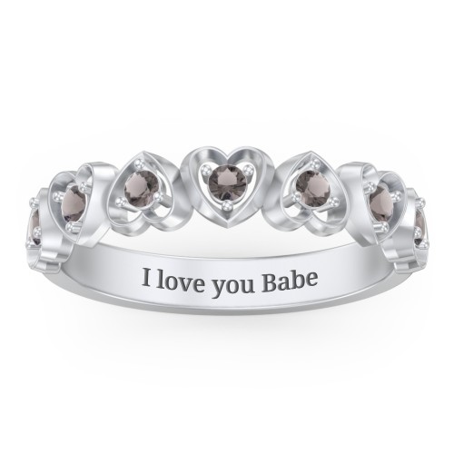Multi-Heart Ring with Birthstones