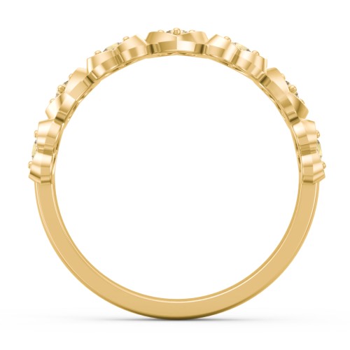 Multi-Heart Ring with Birthstones – 18K Gold Plated Silver with Citrine