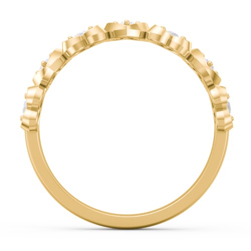 Multi-Heart Ring with Birthstones – 10K Yellow Gold with Opal
