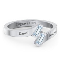 Engravable Slanted Baguette Ring