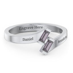 Engravable Slanted Baguette Ring