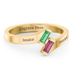 Engravable Slanted Baguette Ring