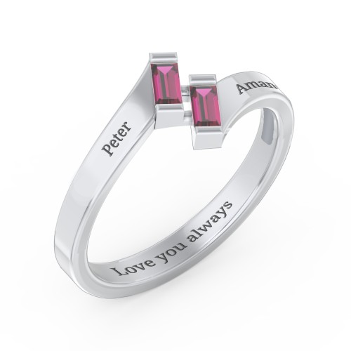 Engravable Slanted Baguette Ring