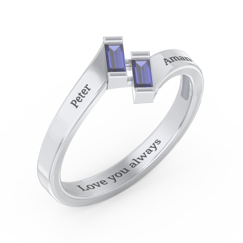 Engravable Slanted Baguette Ring