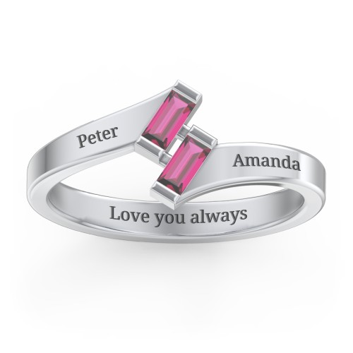 Engravable Slanted Baguette Ring