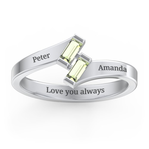 Engravable Slanted Baguette Ring