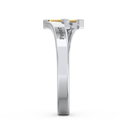 Engravable Slanted Baguette Ring – Sterling Silver with Citrine